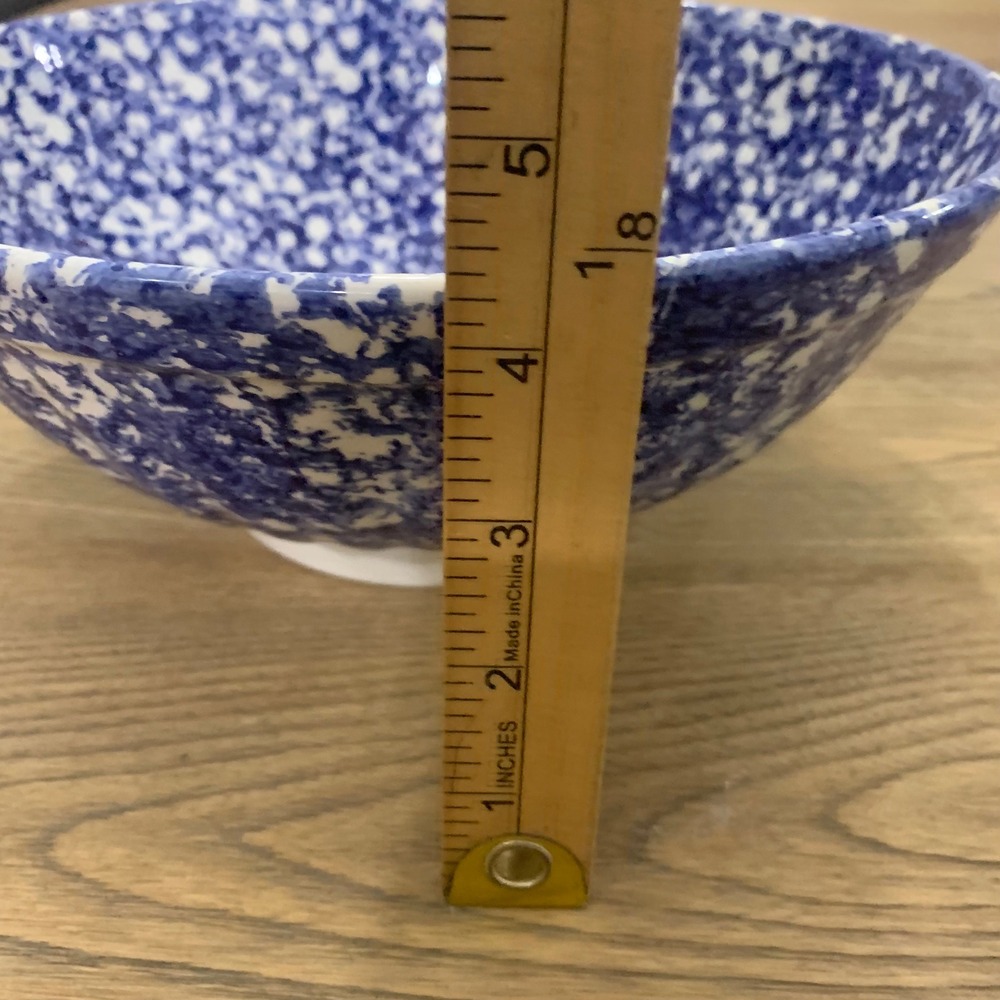 La Primula SRL Italy Cobalt Blue Spongeware Splatter Serving Bowl - Picture 5 of 6